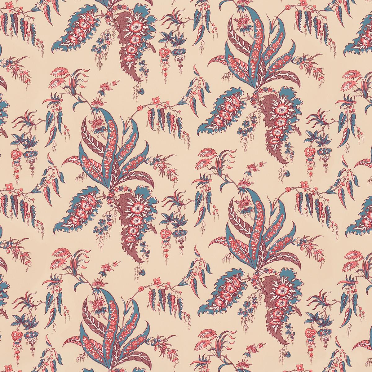 Schumacher Apolline Botanical Rouge & Bleu Wallpaper