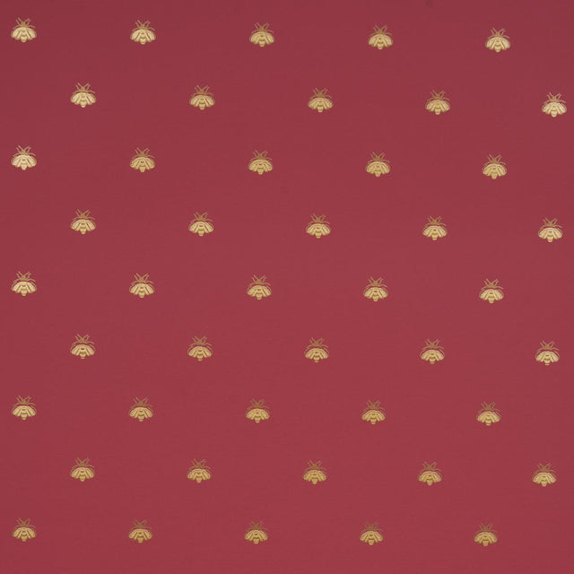 Schumacher Hubert'S Bees Rouge & Gold Wallpaper