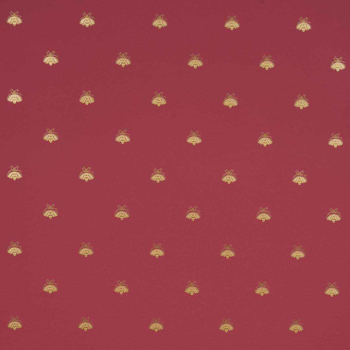 Schumacher Hubert'S Bees Rouge & Gold Wallpaper