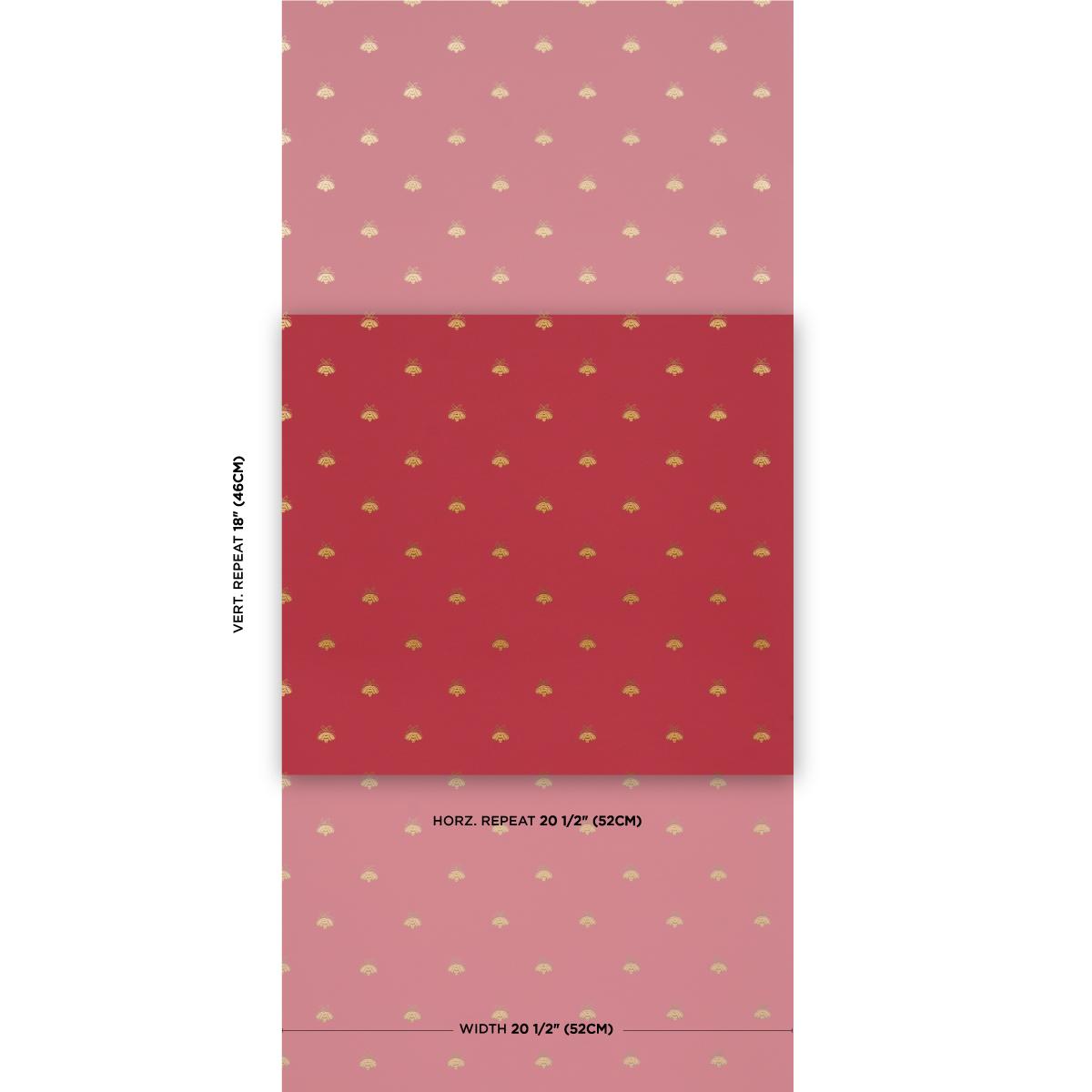Schumacher Hubert'S Bees Rouge & Gold Wallpaper