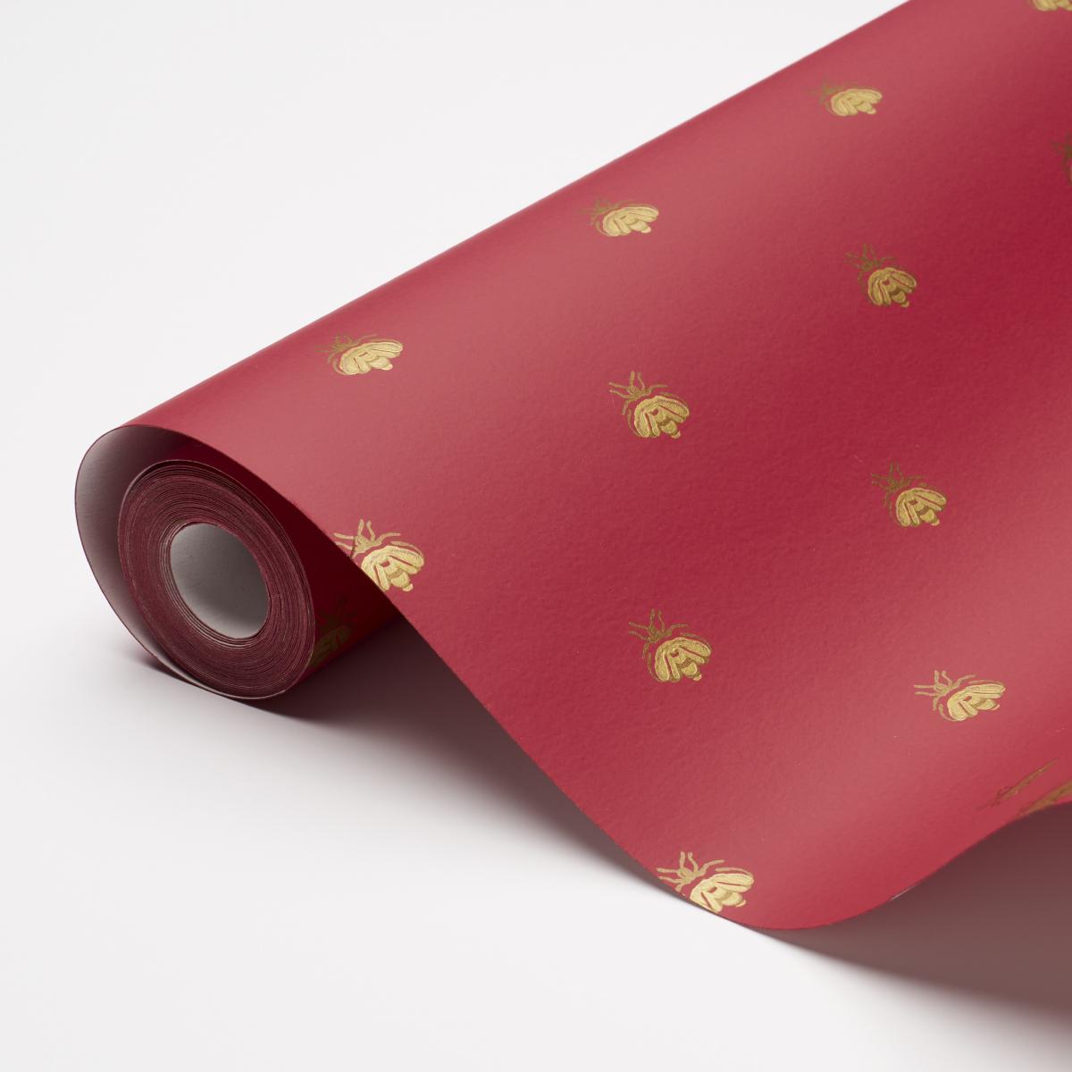 Schumacher Hubert'S Bees Rouge & Gold Wallpaper