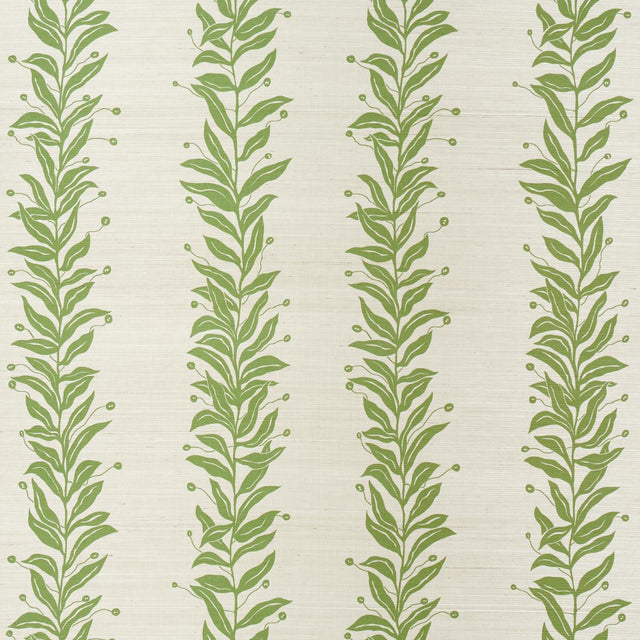Schumacher Tendril Stripe Sisal Olive Wallpaper