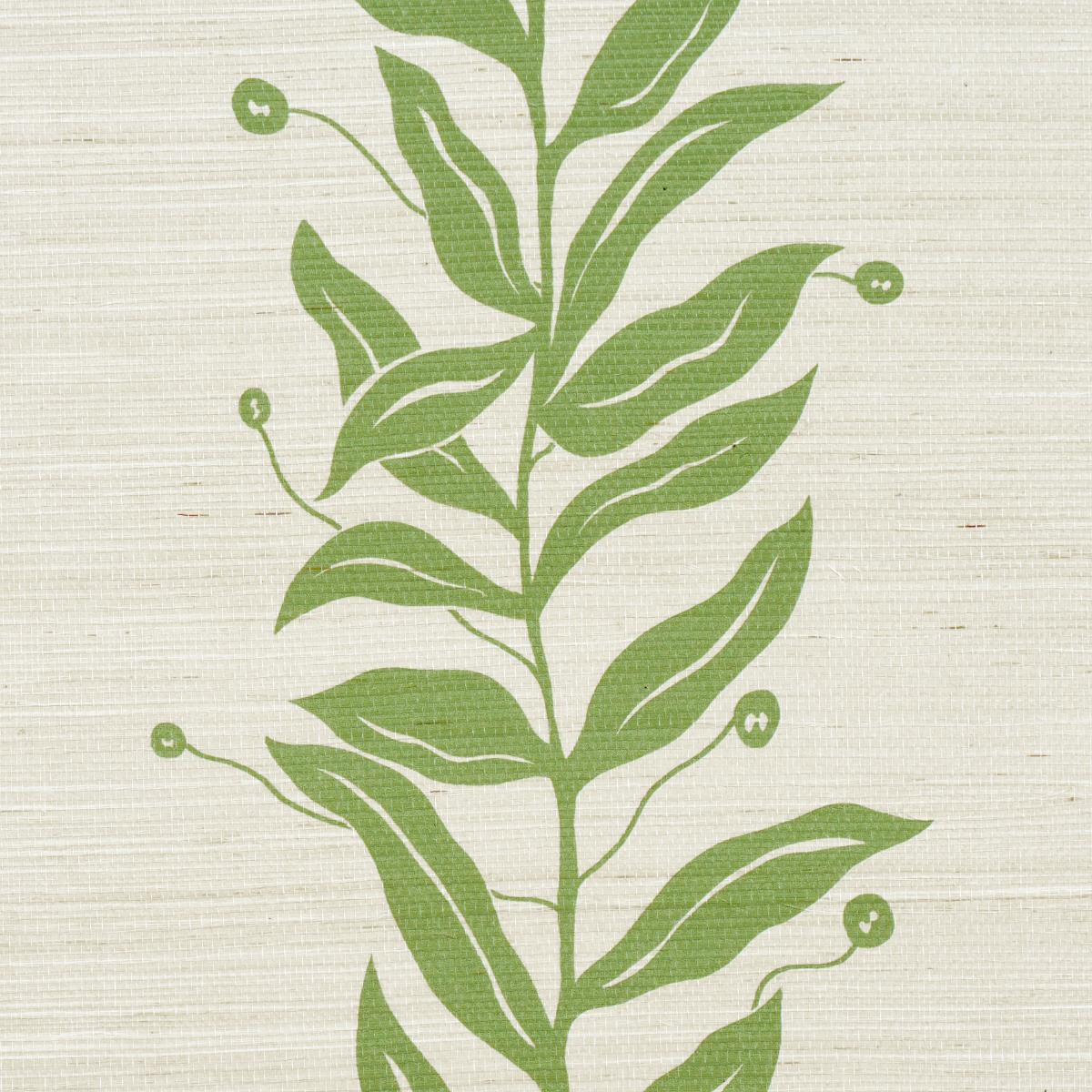Schumacher Tendril Stripe Sisal Olive Wallpaper