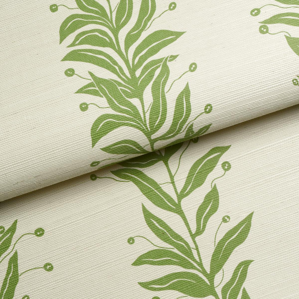 Schumacher Tendril Stripe Sisal Olive Wallpaper