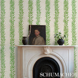 Schumacher Tendril Stripe Sisal Olive Wallpaper