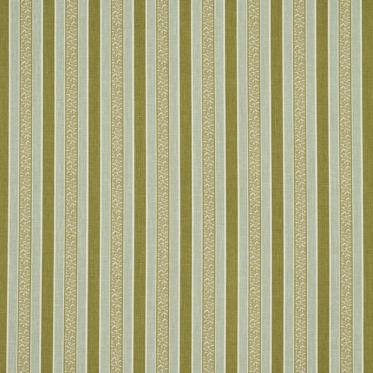 Schumacher Auguste Stripe Ciel & Leaf Fabric