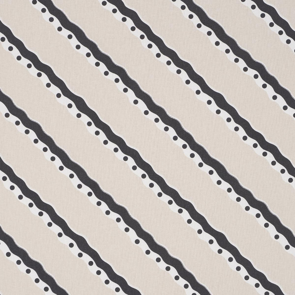 Schumacher Rousseau Stripe Black & Cream Fabric