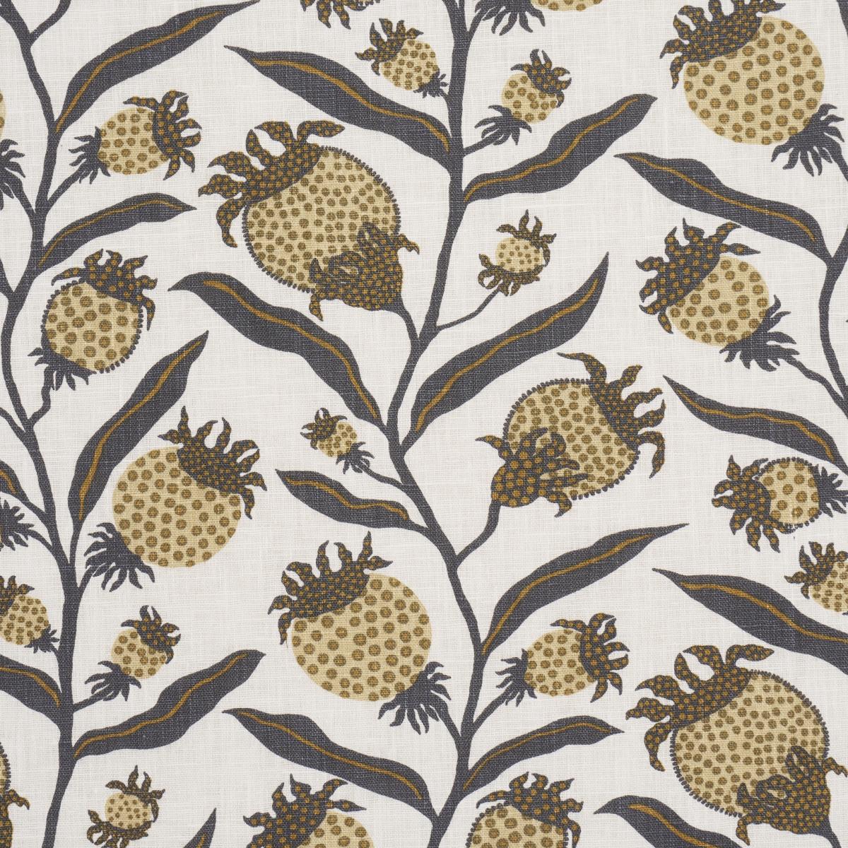 Schumacher Thistle Vine Black & Gold Fabric