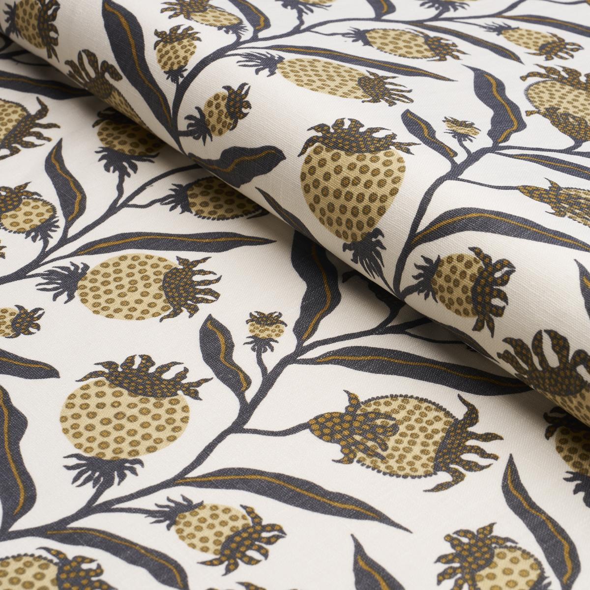 Schumacher Thistle Vine Black & Gold Fabric