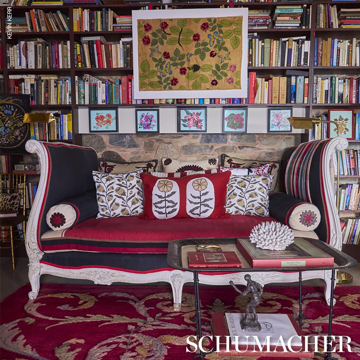 Schumacher Thistle Vine Black & Gold Fabric