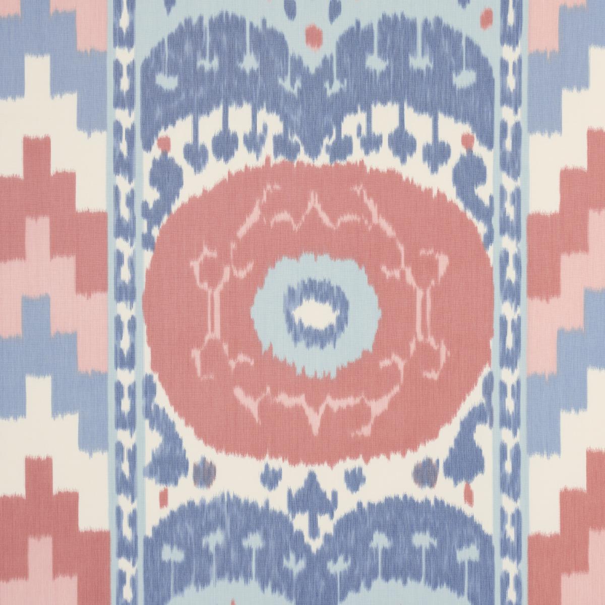 Schumacher Samarkand Ikat Ii Chambray & Coral Fabric