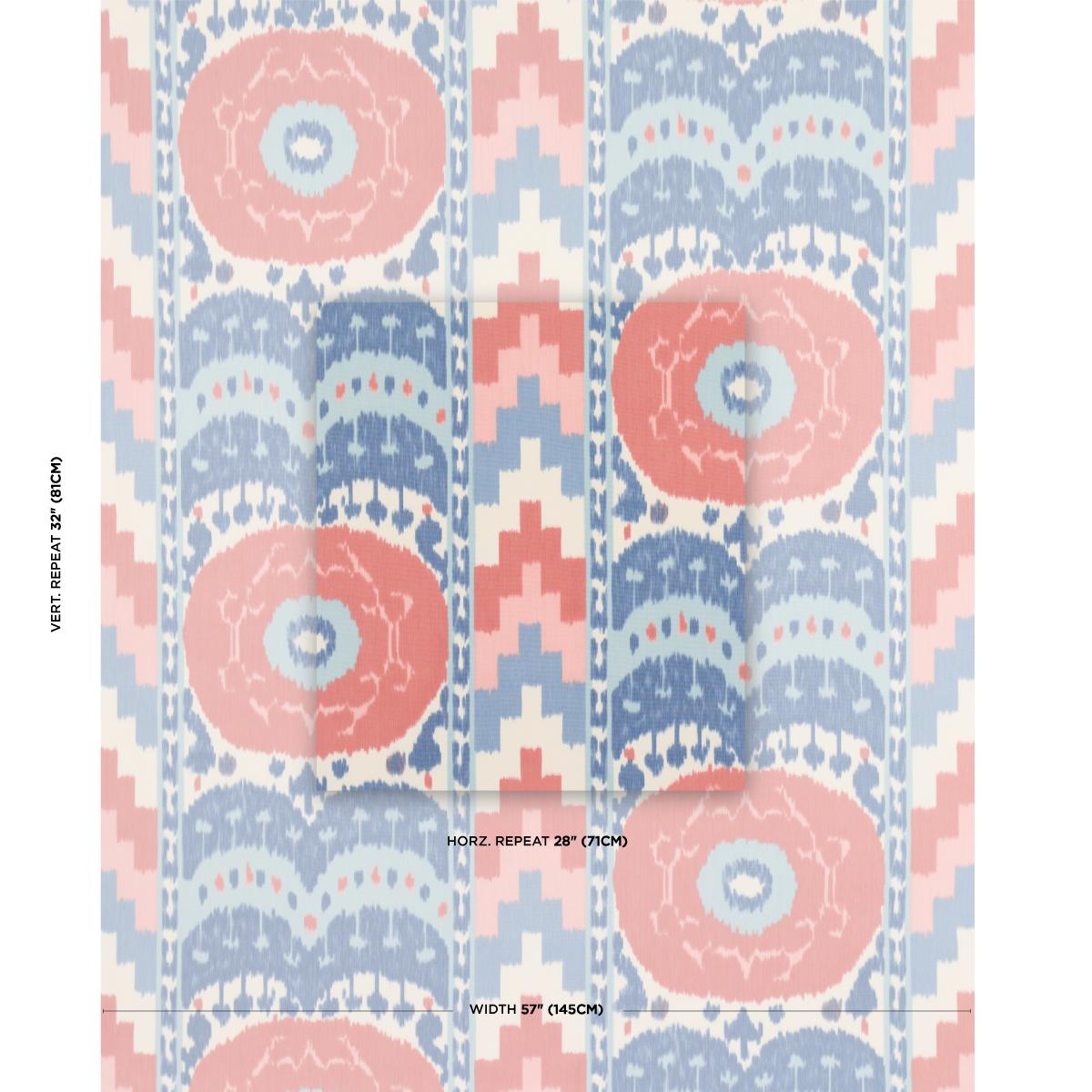 Schumacher Samarkand Ikat Ii Chambray & Coral Fabric