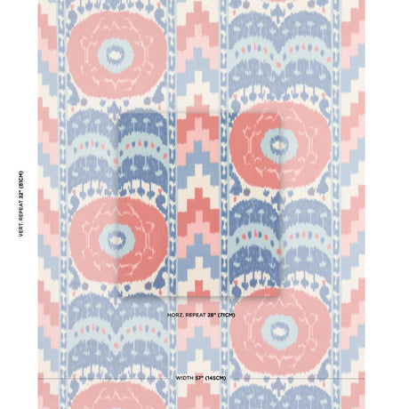 Schumacher Samarkand Ikat Ii Chambray & Coral Fabric