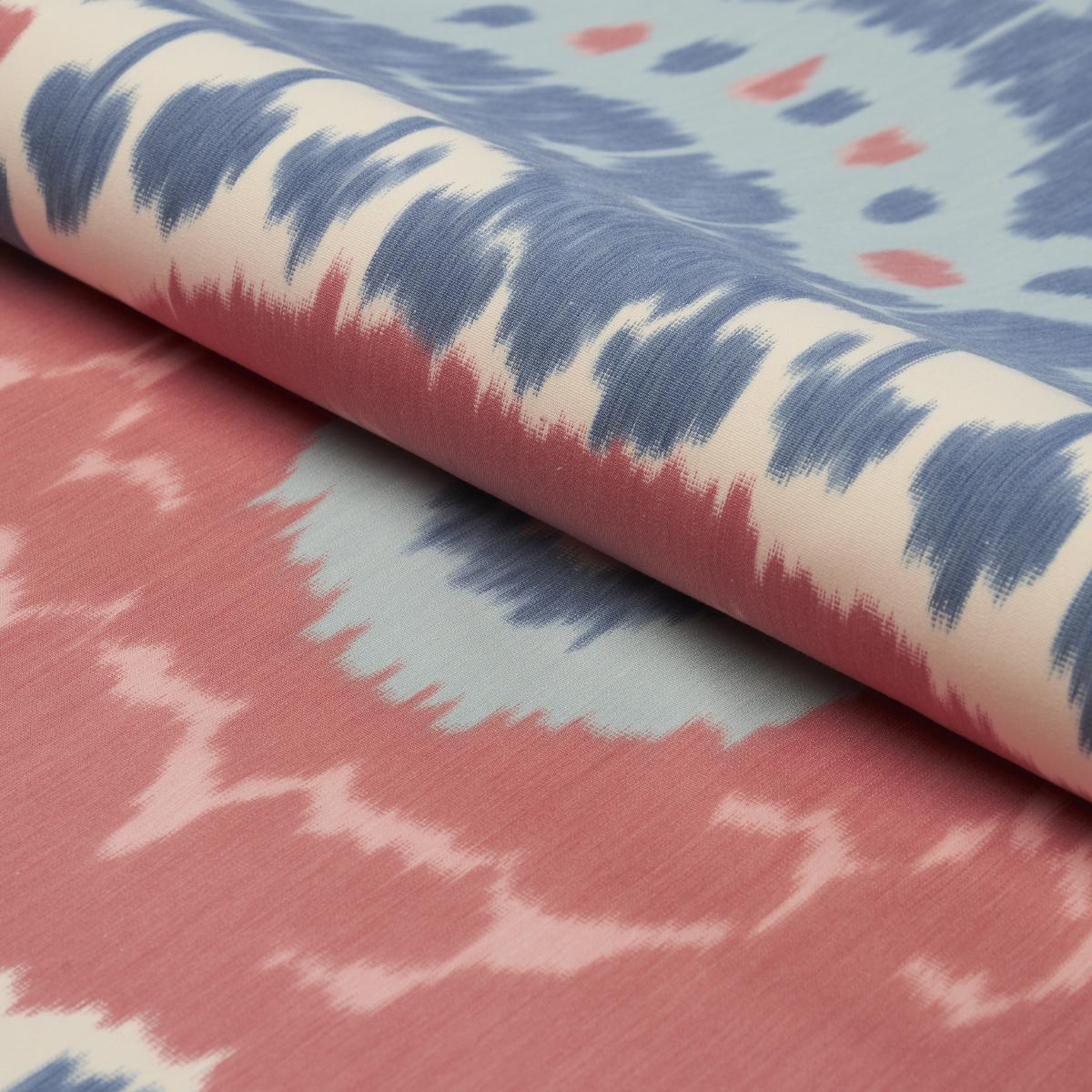 Schumacher Samarkand Ikat Ii Chambray & Coral Fabric