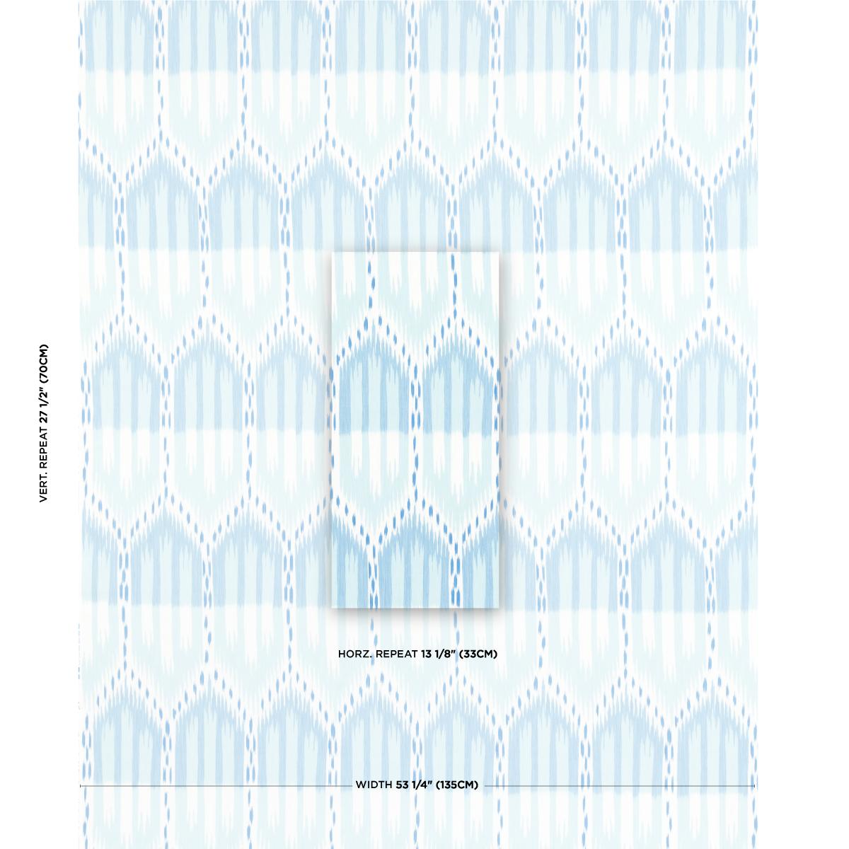 Schumacher Bukhara Ikat Sky And Aqua Fabric