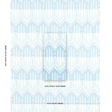 Schumacher Bukhara Ikat Sky And Aqua Fabric