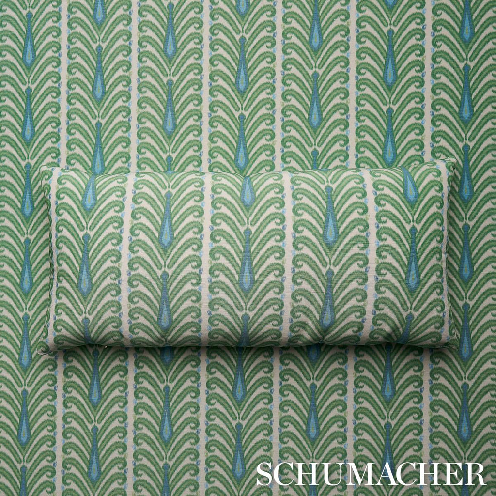 Schumacher Augustine Ikat Leaf Fabric