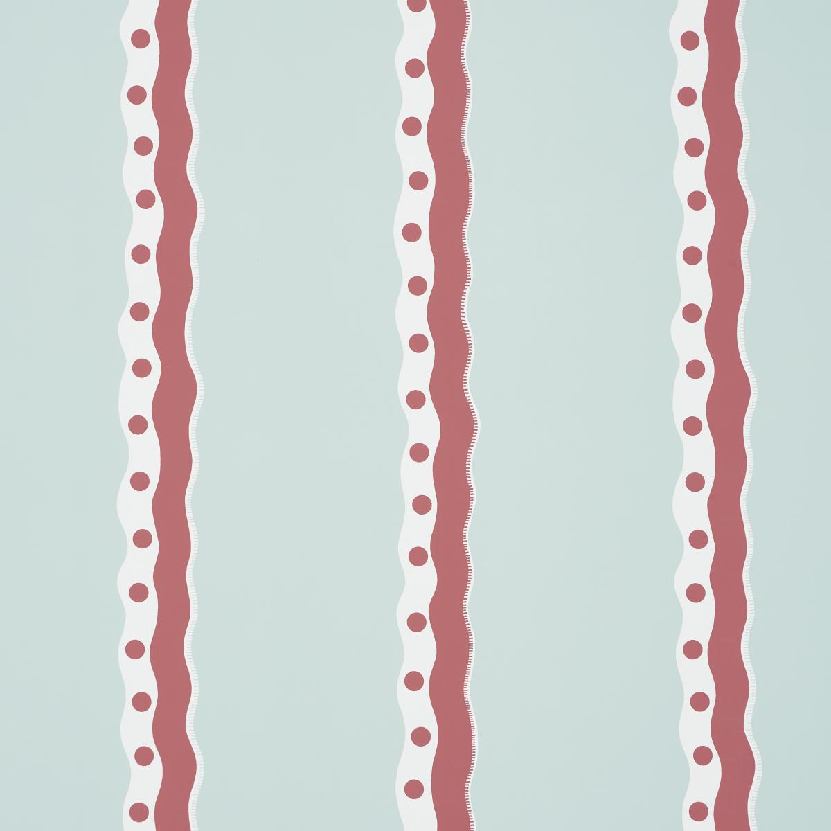 Schumacher Rousseau Stripe Rouge & Sky Wallpaper
