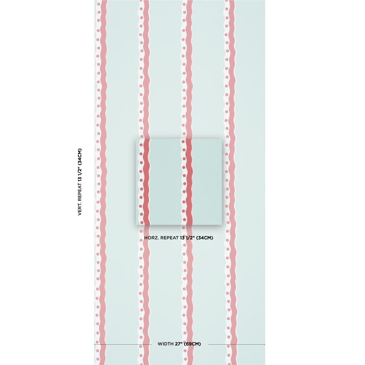 Schumacher Rousseau Stripe Rouge & Sky Wallpaper