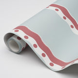 Schumacher Rousseau Stripe Rouge & Sky Wallpaper
