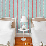 Schumacher Rousseau Stripe Rouge & Sky Wallpaper