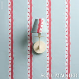Schumacher Rousseau Stripe Rouge & Sky Wallpaper