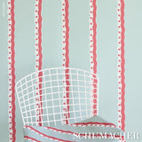Schumacher Rousseau Stripe Rouge & Sky Wallpaper