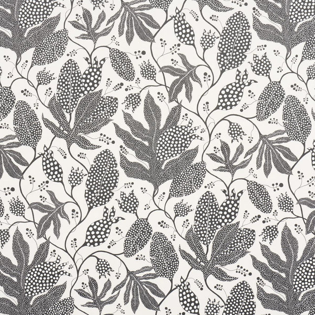 Schumacher Polka Dot Jungle Black & Cream Wallpaper