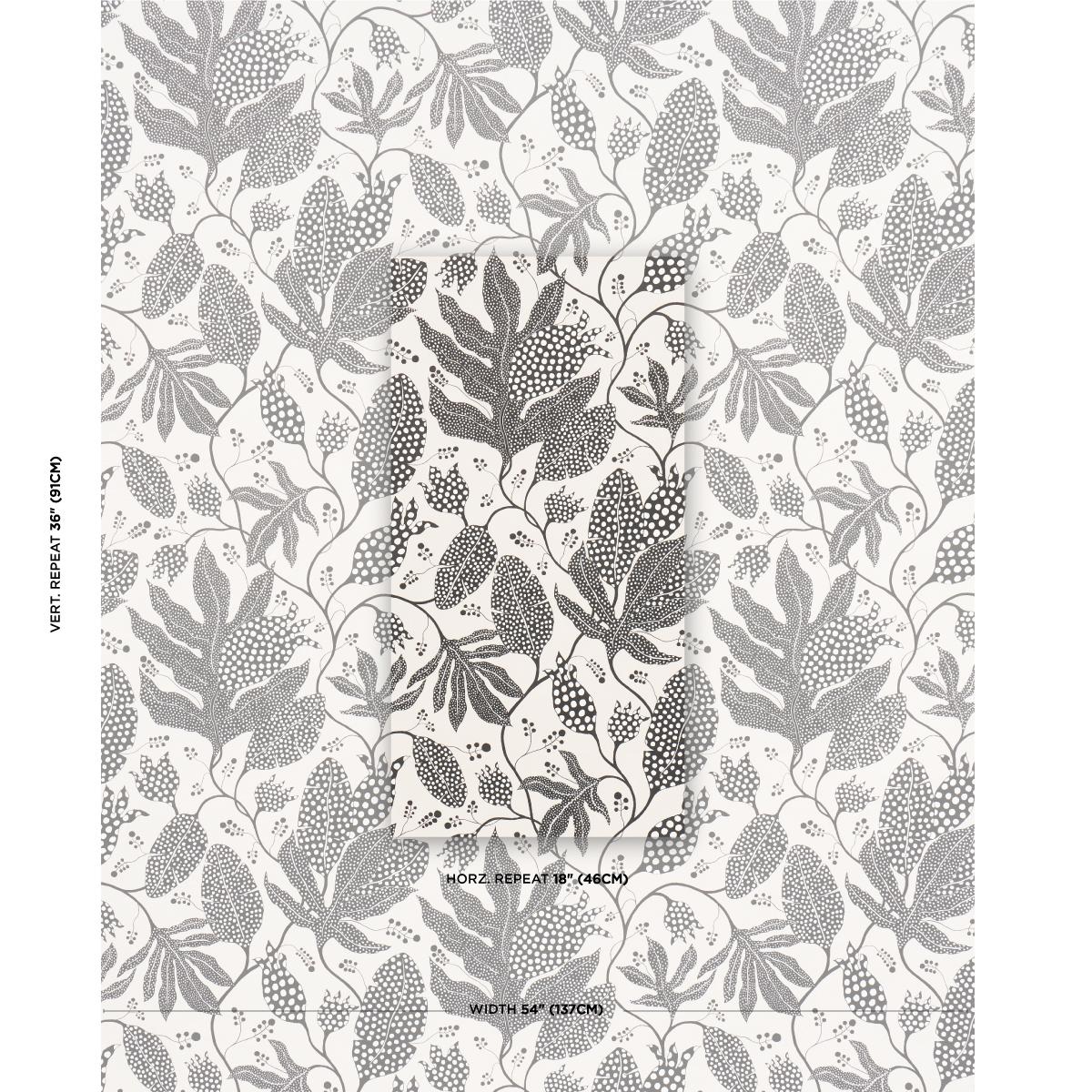 Schumacher Polka Dot Jungle Black & Cream Wallpaper