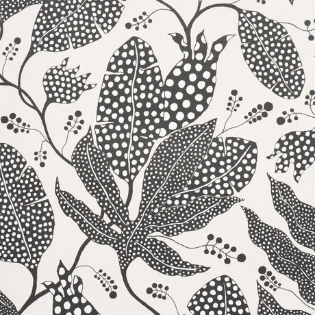 Schumacher Polka Dot Jungle Black & Cream Wallpaper