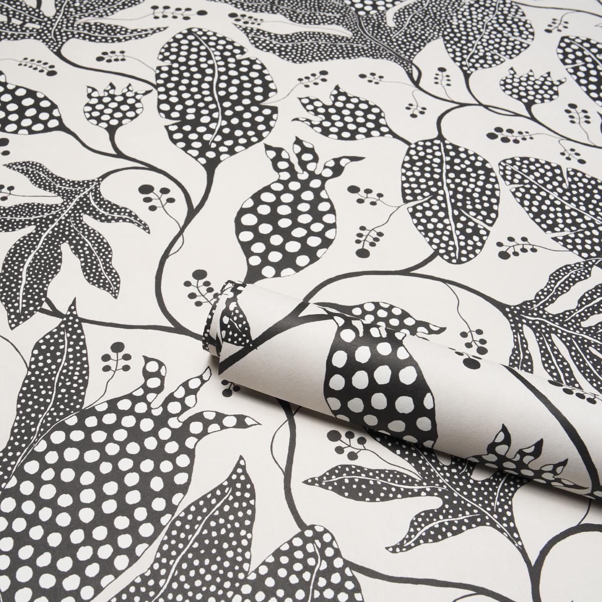 Schumacher Polka Dot Jungle Black & Cream Wallpaper