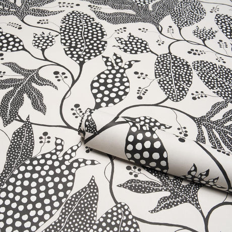 Schumacher Polka Dot Jungle Black & Cream Wallpaper