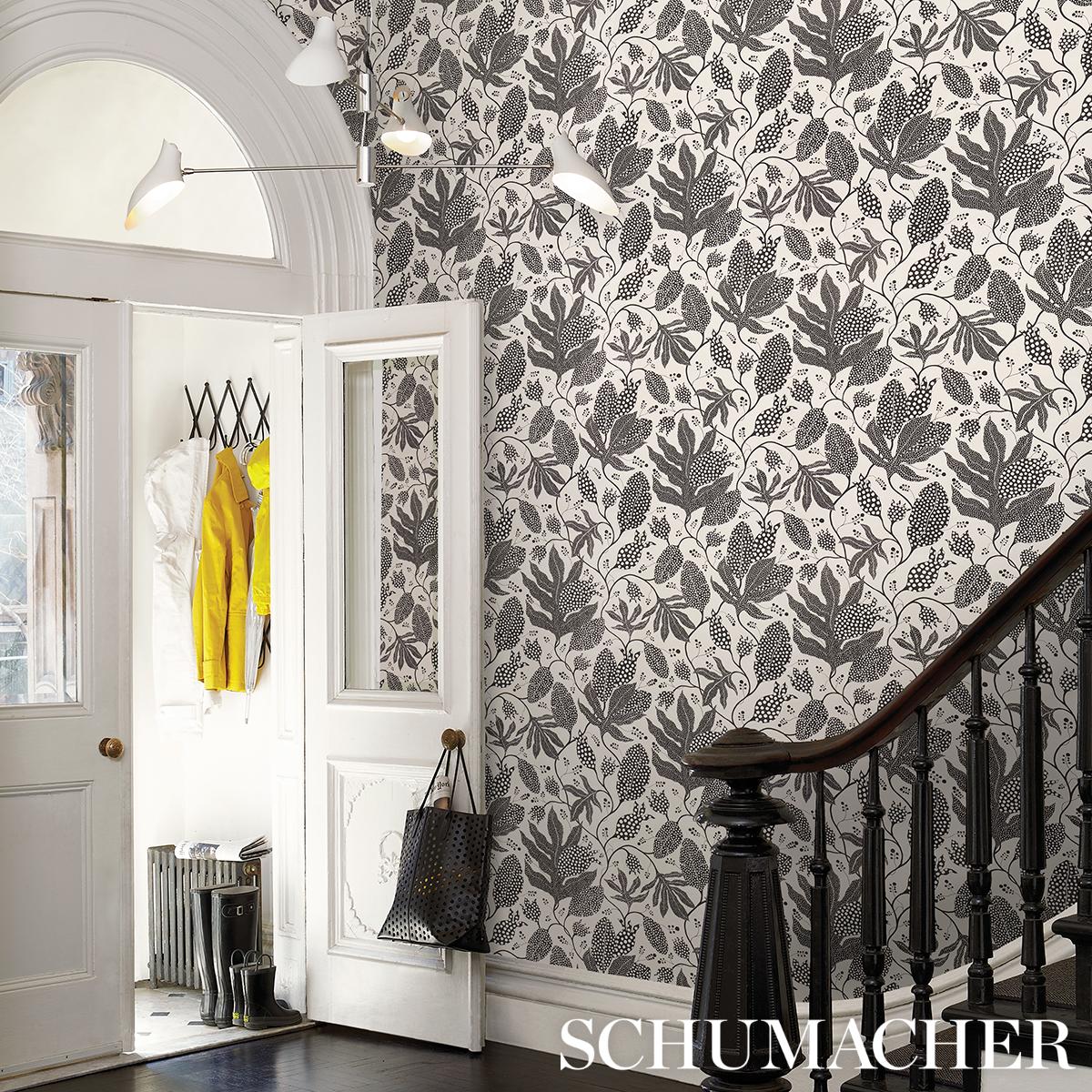 Schumacher Polka Dot Jungle Black & Cream Wallpaper