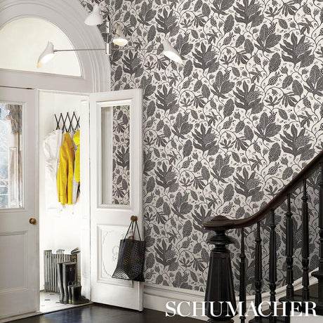 Schumacher Polka Dot Jungle Black & Cream Wallpaper