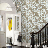 Schumacher Polka Dot Jungle Brown & Sky Wallpaper