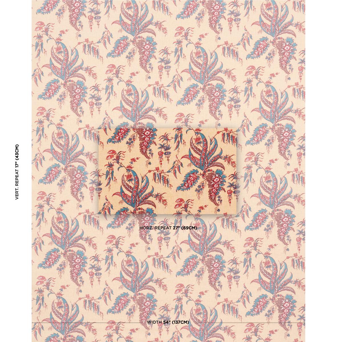 Schumacher Apolline Botanical Rouge & Bleu Fabric