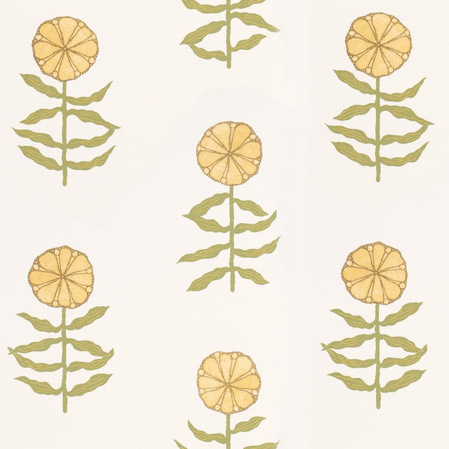 Schumacher Pretty Petals Soft Yellow Wallpaper