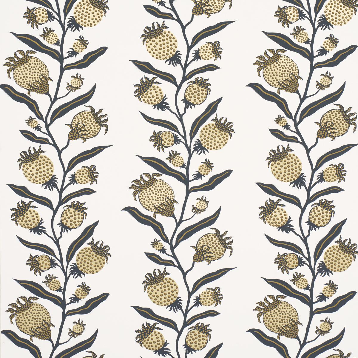 Schumacher Thistle Vine Black & Gold Wallpaper
