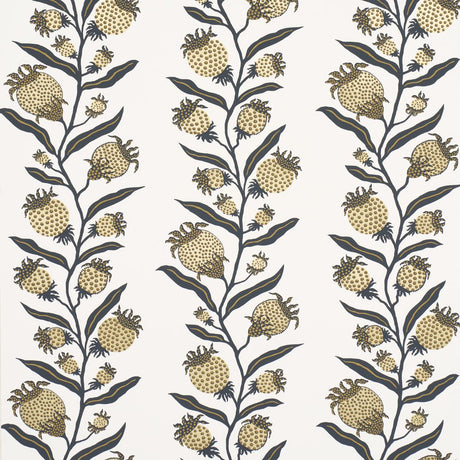 Schumacher Thistle Vine Black & Gold Wallpaper