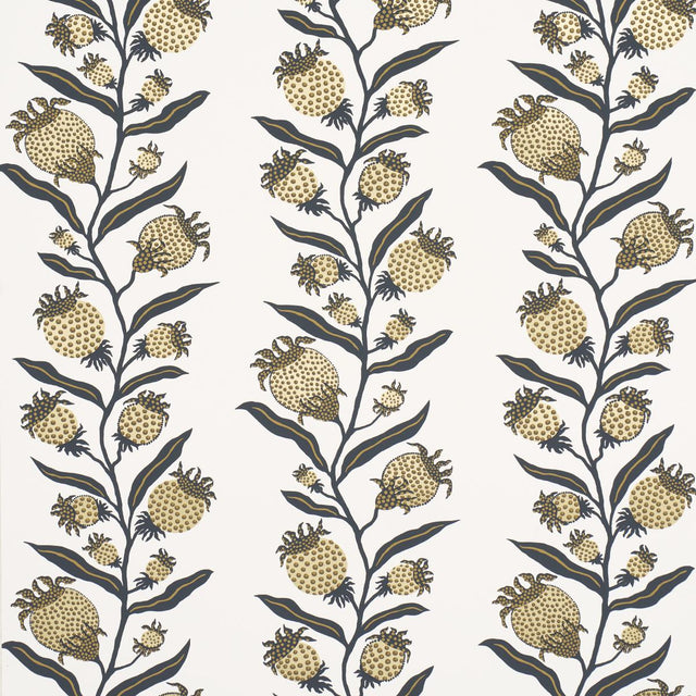 Schumacher Thistle Vine Black & Gold Wallpaper