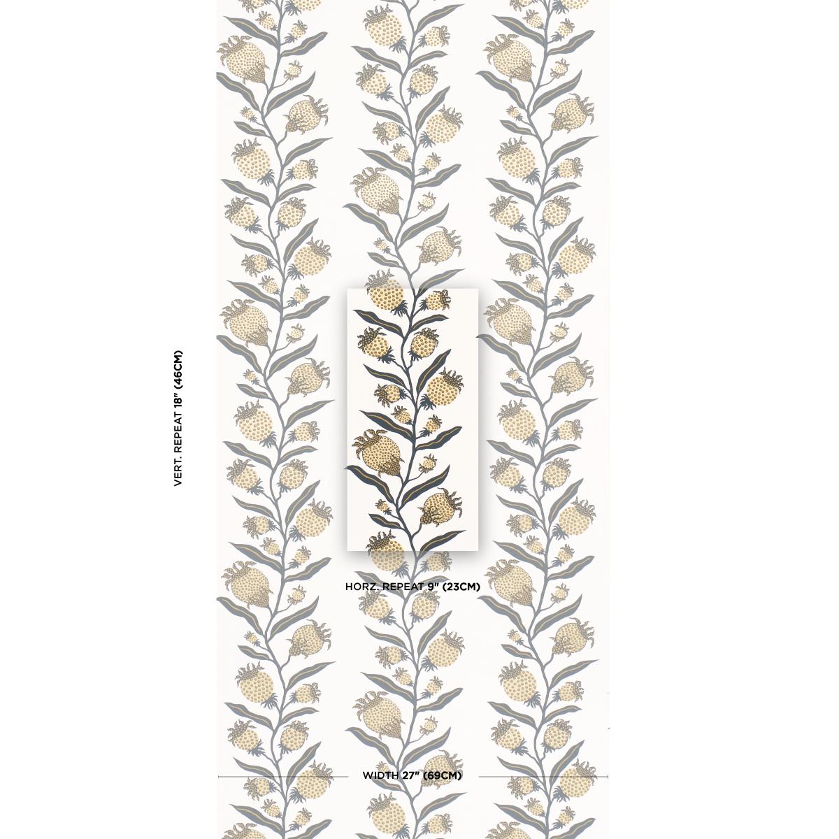 Schumacher Thistle Vine Black & Gold Wallpaper