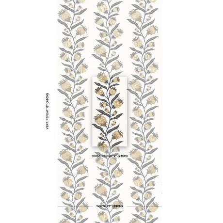 Schumacher Thistle Vine Black & Gold Wallpaper