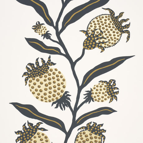 Schumacher Thistle Vine Black & Gold Wallpaper