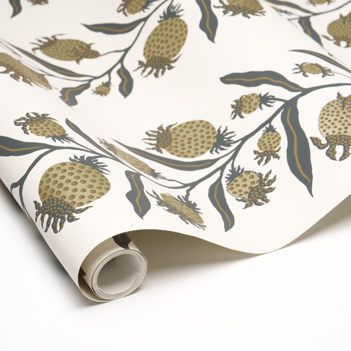Schumacher Thistle Vine Black & Gold Wallpaper