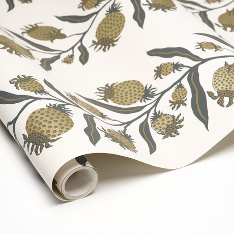 Schumacher Thistle Vine Black & Gold Wallpaper