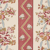 Schumacher Sylvain Floral Stripe Rouge Wallpaper