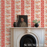 Schumacher Sylvain Floral Stripe Rouge Wallpaper
