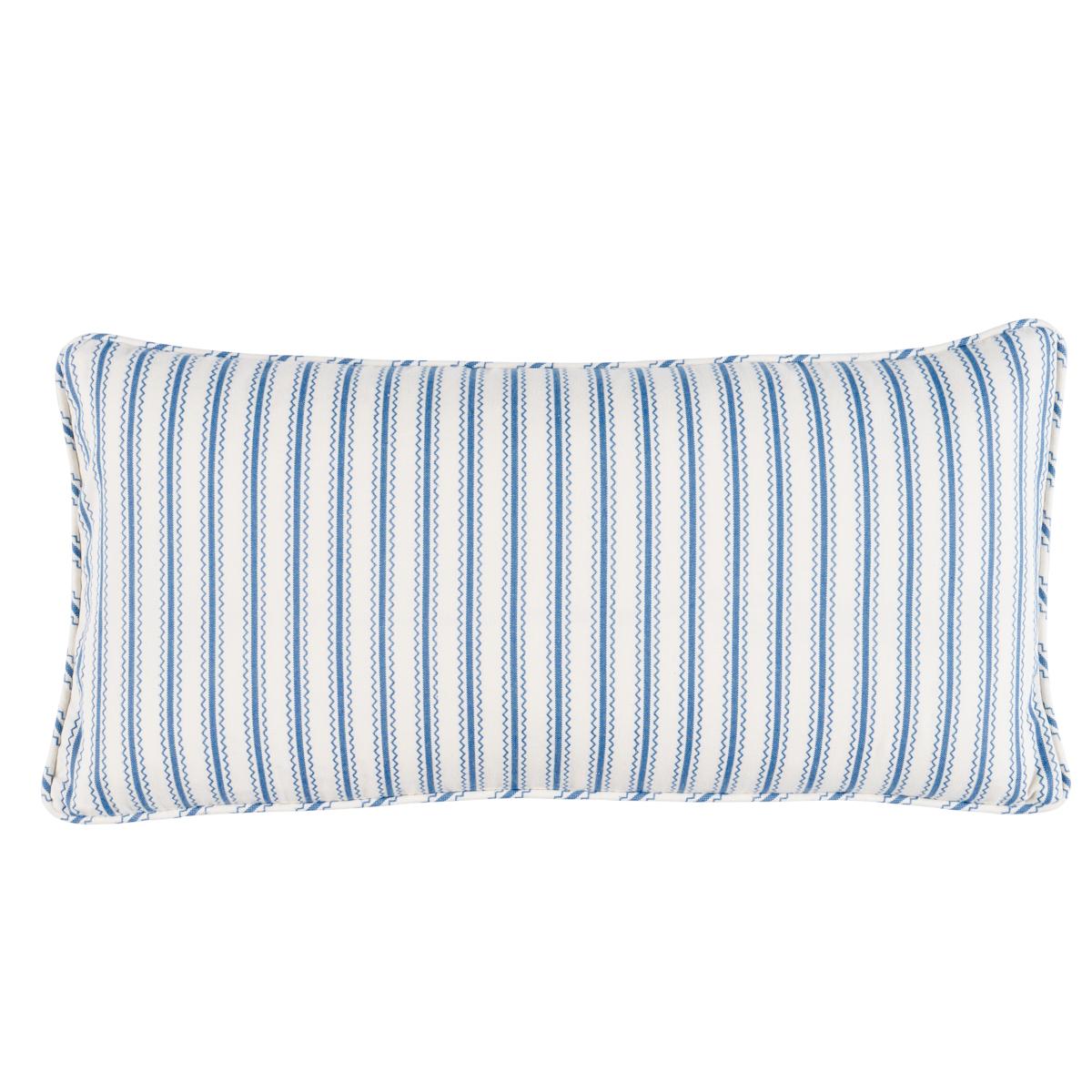 Schumacher Indigo 24" x 12" Birdie Ticking Stripe Pillow