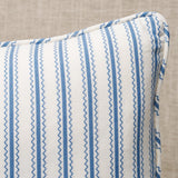 Schumacher Indigo 24" x 12" Birdie Ticking Stripe Pillow