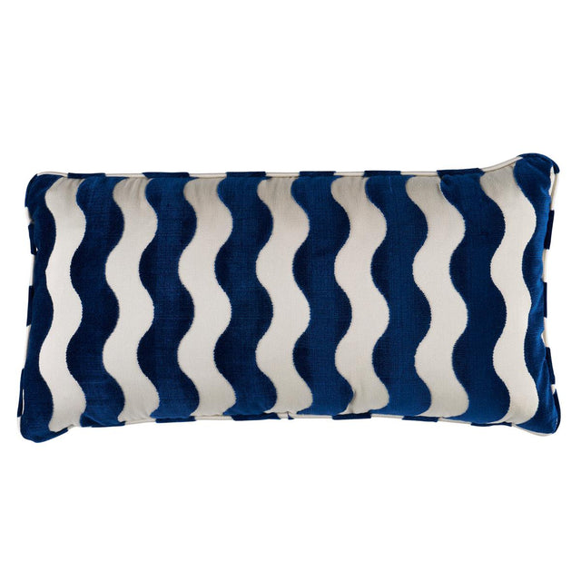 Schumacher Navy 24" x 12" The Wave Pillow